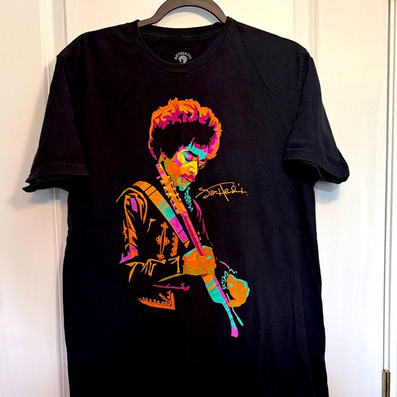 Other - Hendrix Black Graphic Tee with Colorful Musician Design